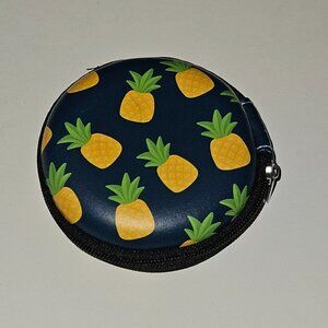 Pineapple Tech Case Round 3" Circle Navy Blue Yellow Green Storage